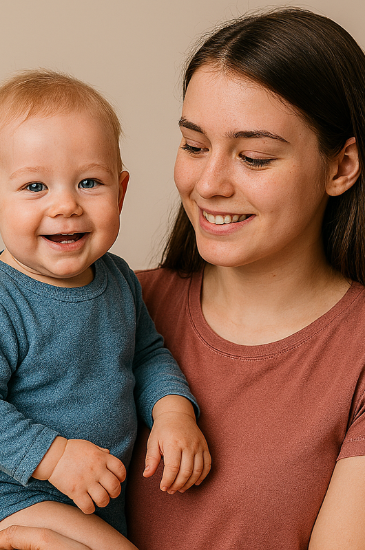 portræt af ung og barn
